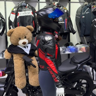 Dainese Deri Ceketi SİYAH-KIRMIZI