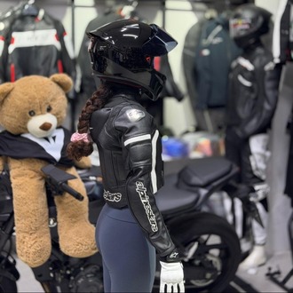 Alpinestars Kadın Deri Ceketi BEYAZ-SİYAH