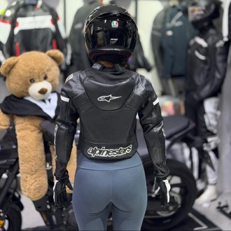 Alpinestars Kadın Deri Ceketi BEYAZ-SİYAH