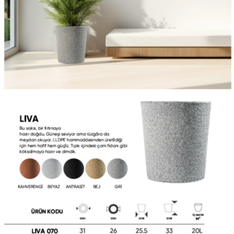 BOSTANN DEKORATİF SAKSI - LIVA 080 - 50 LİTRE