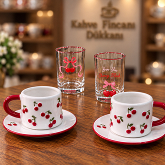 LCW HOME KİRAZLI FİNCAN SET 