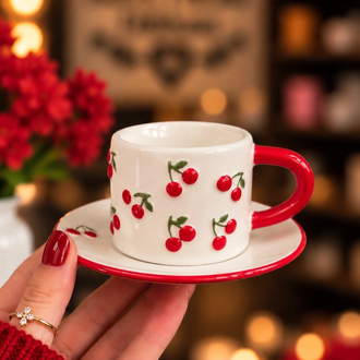 LCW HOME KİRAZLI FİNCAN SET 