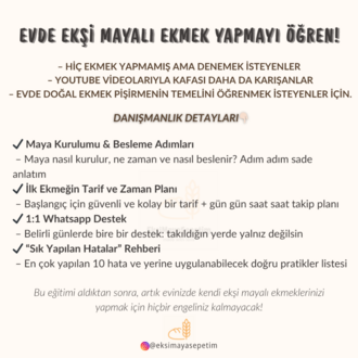 SIFIRDAN EKŞİ MAYALI EKMEK YAPMAYI ÖĞRENMEK İSTEYENLERE ÖZEL DANIŞMANLIK