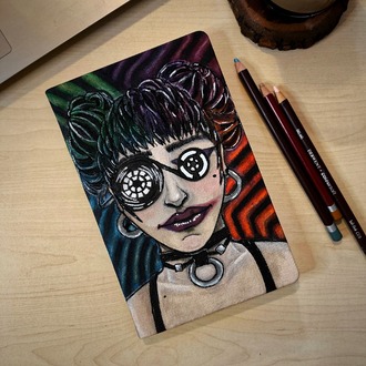 Neon Bakışlar – El Çizimi A5 Defter