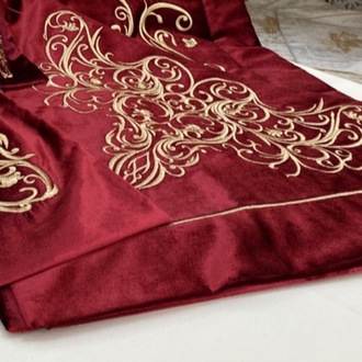 ZÜMRÜT KADİFE SECCADE BOHÇA TAKIMI (BORDO-GOLD)