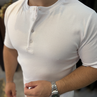 Premium Düğmeli Bisiklet Yaka Triko Tişört