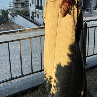 Cizgili Abaya Yesil 