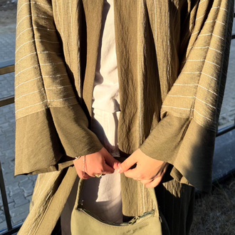 Cizgili Abaya Yesil 