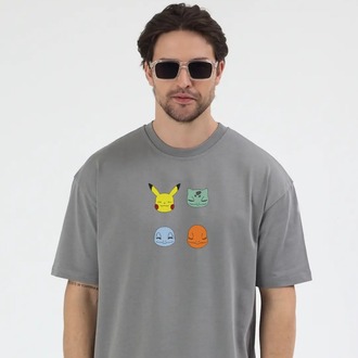 Pokemons Nakış İşlemeli Unisex Oversize T-Shirt
