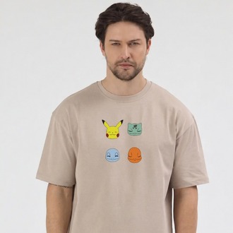Pokemons Nakış İşlemeli Unisex Oversize T-Shirt