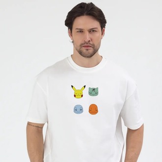 Pokemons Nakış İşlemeli Unisex Oversize T-Shirt