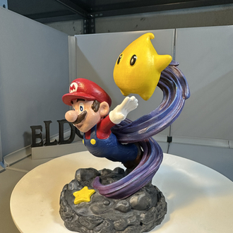 Mario & Luma El Boyaması 3D Baskı Figür – Super Mario Galaxy Koleksiyonluk Dekor 15 CM