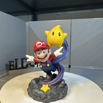 Mario & Luma El Boyaması 3D Baskı Figür – Super Mario Galaxy Koleksiyonluk Dekor 15 CM
