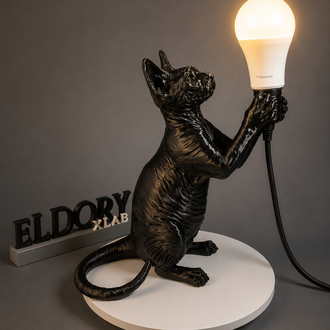 Kedi Lamba Dekoru | 24 cm 3D Baskı Tasarım Masa Lambası | Kablolu