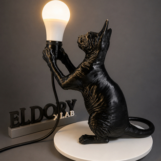 Kedi Lamba Dekoru | 24 cm 3D Baskı Tasarım Masa Lambası | Kablolu