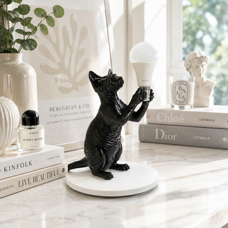 Kedi Lamba Dekoru | 24 cm 3D Baskı Tasarım Masa Lambası | Kablolu