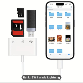 iPhone için hafıza kartı ve usb okuyucu