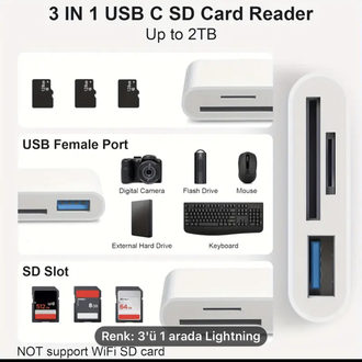 iPhone için hafıza kartı ve usb okuyucu
