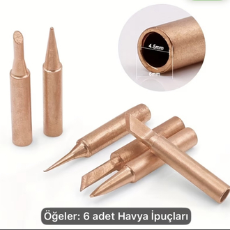6 parça çeşitli bakır havya ucu