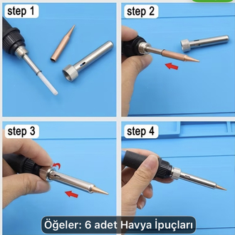 6 parça çeşitli bakır havya ucu
