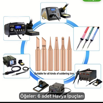 6 parça çeşitli bakır havya ucu