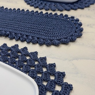 Lacivert Polyester Makrome Supla Takımı