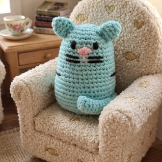 El Örgüsü Mavi Kedi Dekoratif Amigurumi