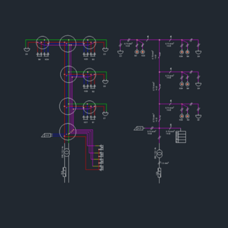 3 Kat 4 Daire Aşağıdan Çağırmalı Kapı Otomatığı Zil Tesisatı AutoCAD Çizimi