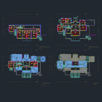 AutoCAD Boş Mimari Plan - Zemin + Bodrum + Kat + Çatı