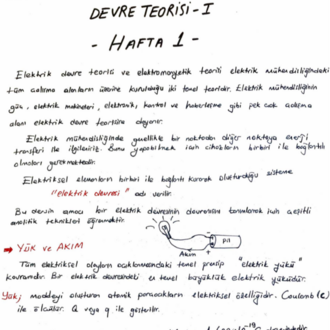 Elektrik Devreleri 1 Ders Notu ( El Yazması )