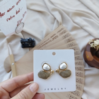 Zara model tasarım inci haki küpe