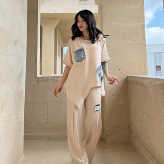Denim Detay Tasarım Takım (BEJ)