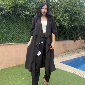 Tasarım Kimono & Pantolon Takım Bej