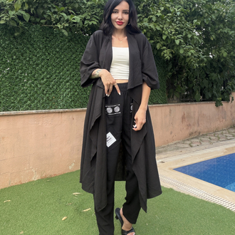 Tasarım Kimono & Pantolon Takım Bej