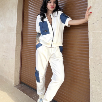 Denim Detay Tasarım Takım Ekru
