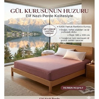 Çift Kişilik Lastikli Çarşaf – Gül kurusu 