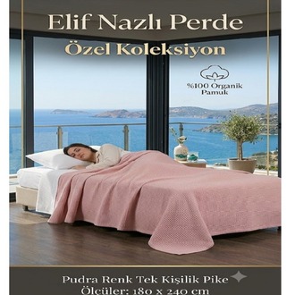 Tek Kişilik Pike -%100 Organik Pamuk-Dört Mevsim Kullanım için - Pudra