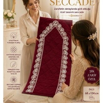 EL EMEĞİ GÜPÜRLÜ SECCADE – Zarafet ve Konfor Bir Arada-Bordo
