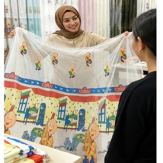 Taç Lisanslı Çizgi Kahraman Caıllou Tül Perde