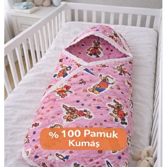 Flanel Bebek Kundağı-Pembe