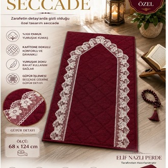 EL EMEĞİ GÜPÜRLÜ SECCADE – Zarafet ve Konfor Bir Arada-Bordo