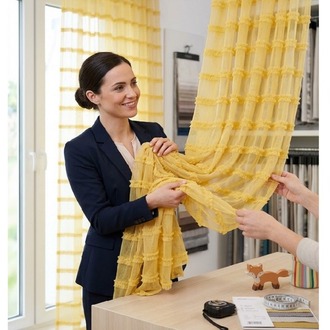 TAÇ COLLECTION -SARI RENKLİ ORGANİZE PELUŞ ŞERİTLİ TÜL