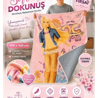 Barbie Figürlü Çocuk Odası Halısı – Yumuşak Dokulu, Kaymaz Tabanlı
