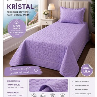 TAÇ Kristal EMPRİME YATAK ÖRTÜSÜ-LİLA -TEK KİŞİLİK