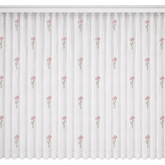 TAÇ COLLECTION KETEN TÜL PERDE - Pembe Çiçek İşlemeli