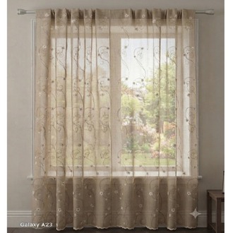 Taç keten tül perde-Nakış işlemeli-EN: 250 cm : YÜKSEKLİK: 250 cm -1/2 (seyrek) Pile