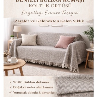 Koltuk Örtüsü -%100 Buldan Kumaşı-Renk: Acık Kahve