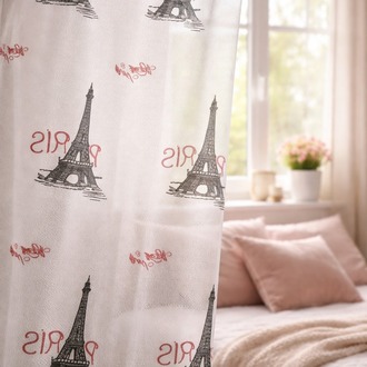 Taç Tül Perde-Paris Motifli