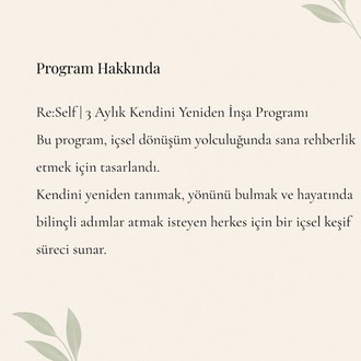 Re:Self | 3 Aylık Kendini Yeniden İnşa Programı