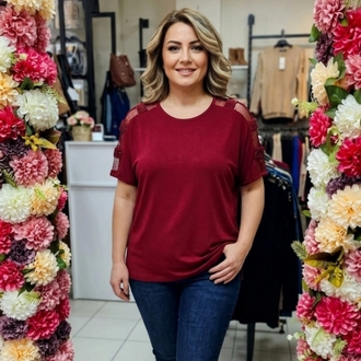 Tül Detaylı Ruby Bluz